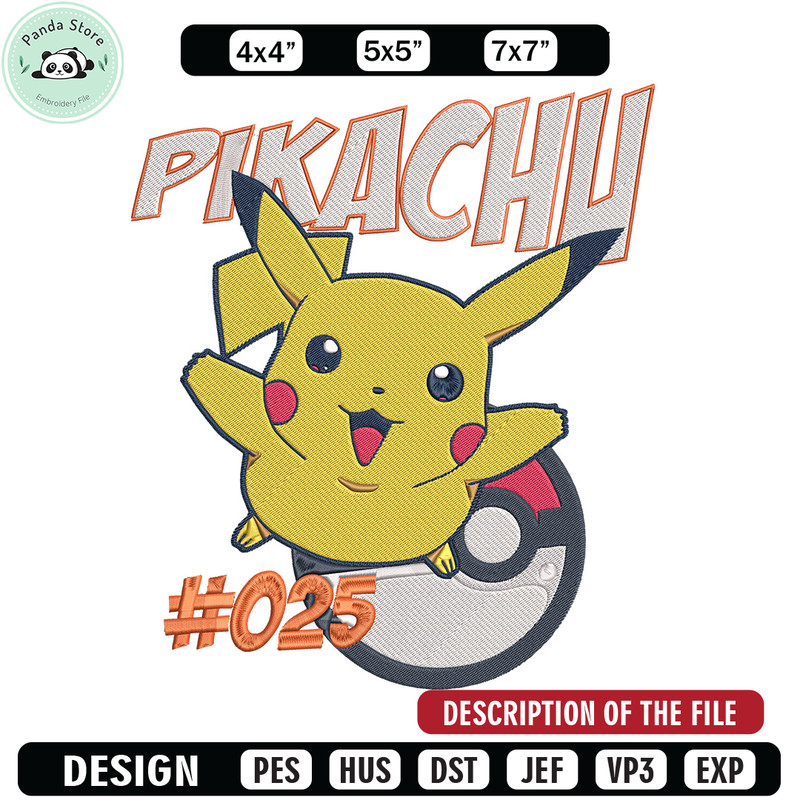 Pikachu cute Embroidery Design, Pokemon Embroidery, Embroidery File, Anime Embroidery, Anime shirt, Digital download 1.jpg
