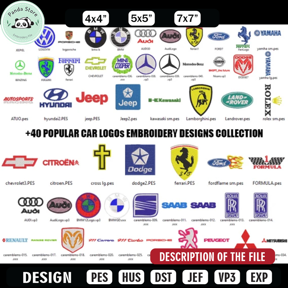 Popular car logo embroidery design, Embroidered shirt, Car Embroidery, Car design, Logo design, digital download.jpg