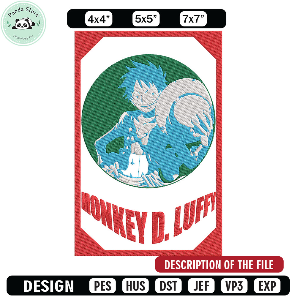 Poster luffy Embroidery Design, One piece Embroidery, Embroidery File, Anime Embroidery, Anime shirt, Digital download.jpg