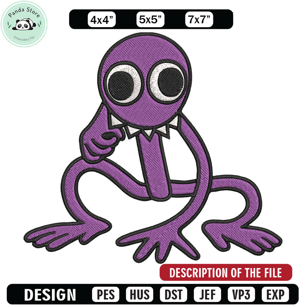 Purple Rainbow Embroidery Design, Rainbow Friends Embroidery, Embroidery File, Anime Embroidery, Digital download.jpg