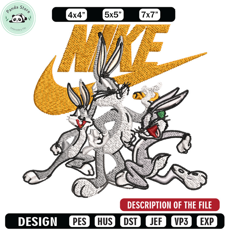 Rabbit cartoon Nike Embroidery design, cartoon Embroidery, Nike design, Embroidery file, logo shirt, Instant download.jpg