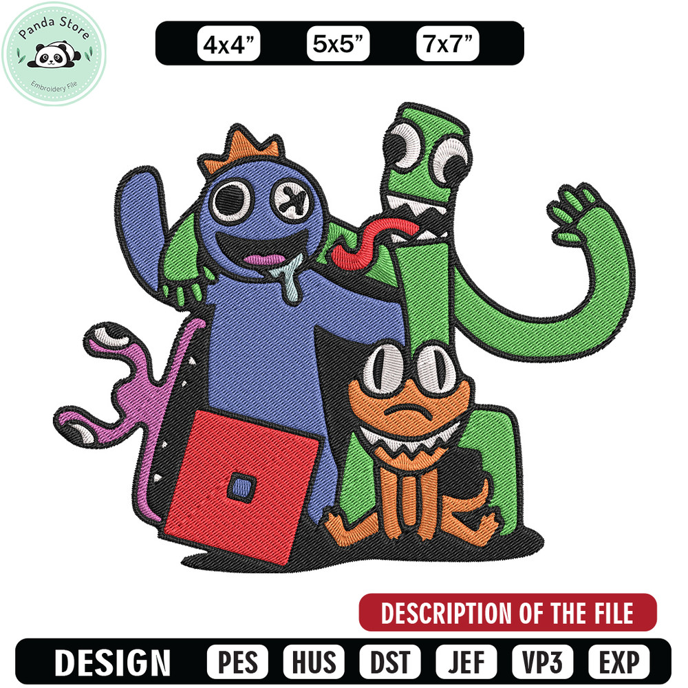 Rainbow friends Embroidery Design, Rainbow Friends Embroidery, Embroidery File, Anime Embroidery, Digital download.jpg