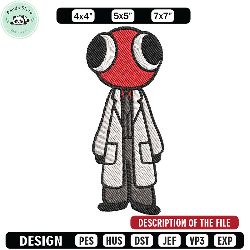 Red Rainbow Embroidery Design, Rainbow Friends Embroidery, Embroidery File, Anime Embroidery, Digital download.jpg