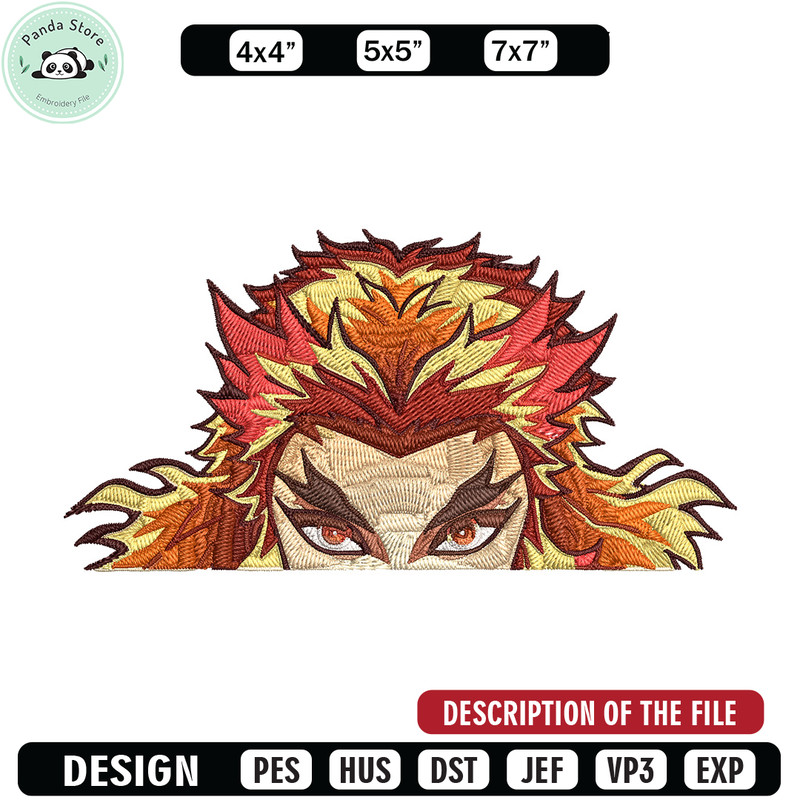 Rengoku Peeker Embroidery Design, Demon slayer Embroidery, Embroidery File, Anime Embroidery, Digital download.jpg