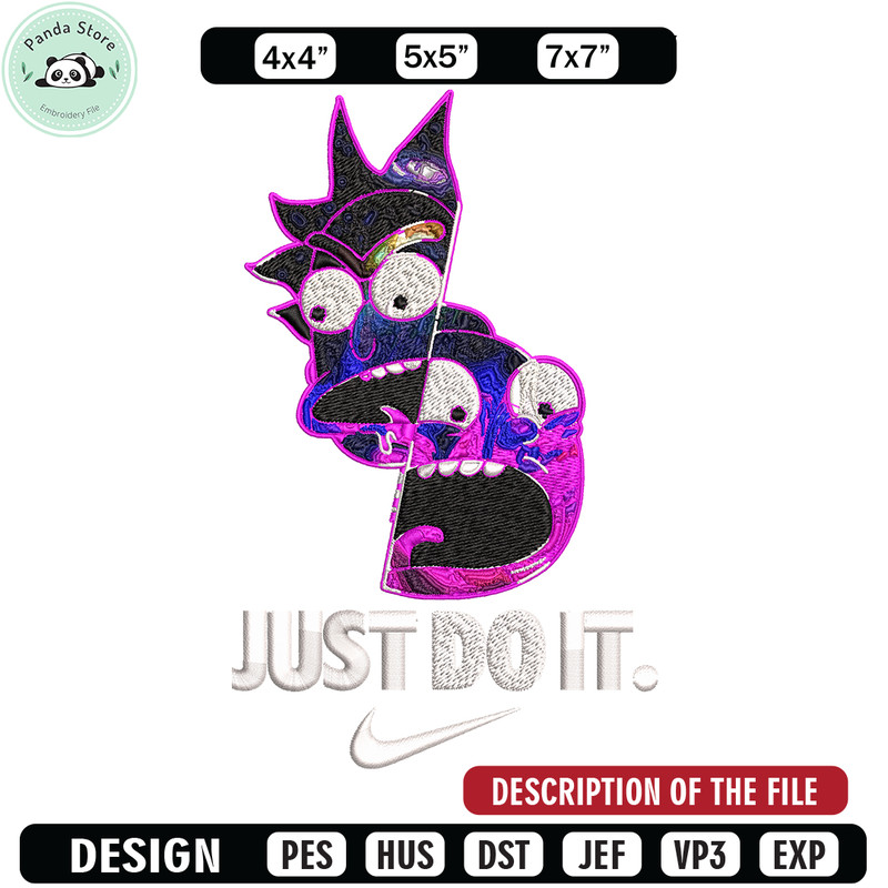 Rick and Morty x Just Rick It Embroidery design, Cartoon Embroidery, Logo Nike design, Embroidery file, Instant download.jpg