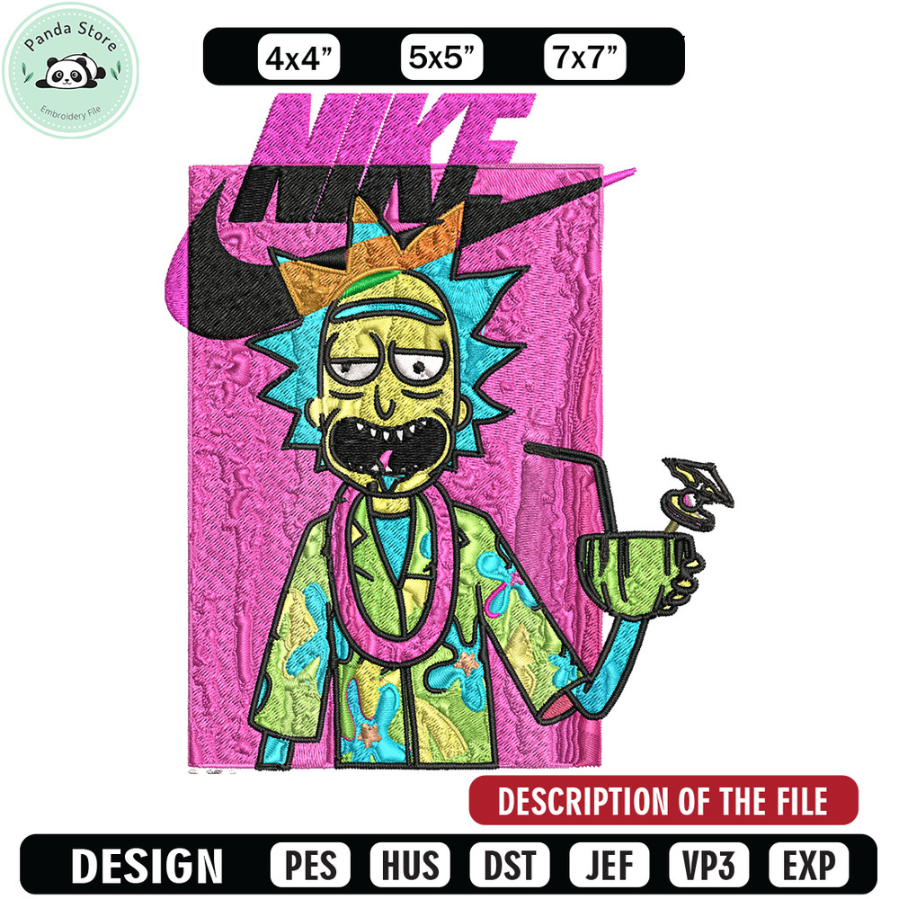 Rick and Morty x Just Rick It Embroidery design, Cartoon Embroidery, Nike design, Embroidery file, Instant download.jpg