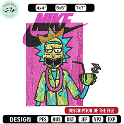 rick and morty x just rick it embroidery design, cartoon embroidery, nike design, embroidery file, instant download