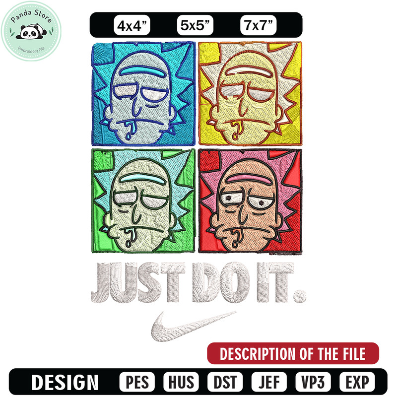 Rick and Morty x Just Rick It Embroidery design, Cartoon Embroidery, Nike design, Embroidery file, Instant download 1.jpg