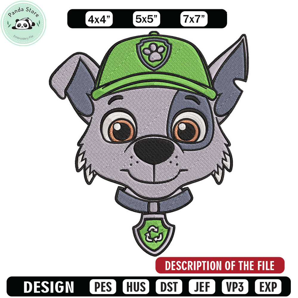 Rocky dog Embroidery Design, Paw patrol Embroidery, Embroidery File, Anime Embroidery, Anime shirt, Digital download 1.jpg