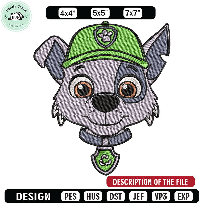 Rocky dog Embroidery Design, Paw patrol Embroidery, Embroidery File, Anime Embroidery, Anime shirt, Digital download 1.jpg