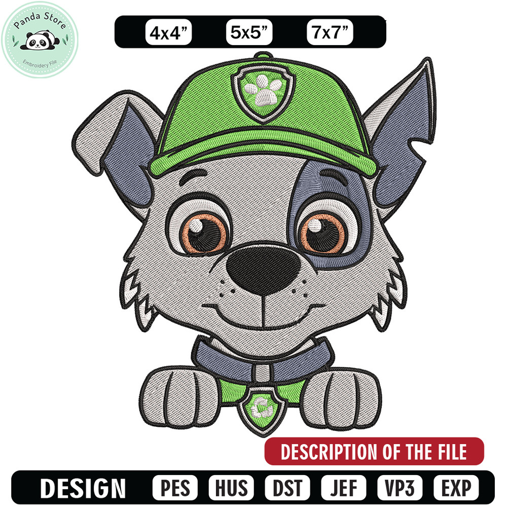 Rocky dog Embroidery Design, Paw patrol Embroidery, Embroidery File, Anime Embroidery, Anime shirt, Digital download.jpg