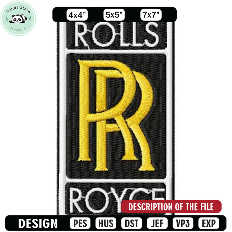 Rolls royce logo embroidery design, Car Embroidery, Car design, Logo design, Embroidered shirt, digital download.jpg