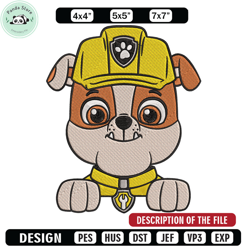 Rubble dog Embroidery Design, Paw patrol Embroidery, Embroidery File, Anime Embroidery, Anime shirt, Digital download 1.jpg