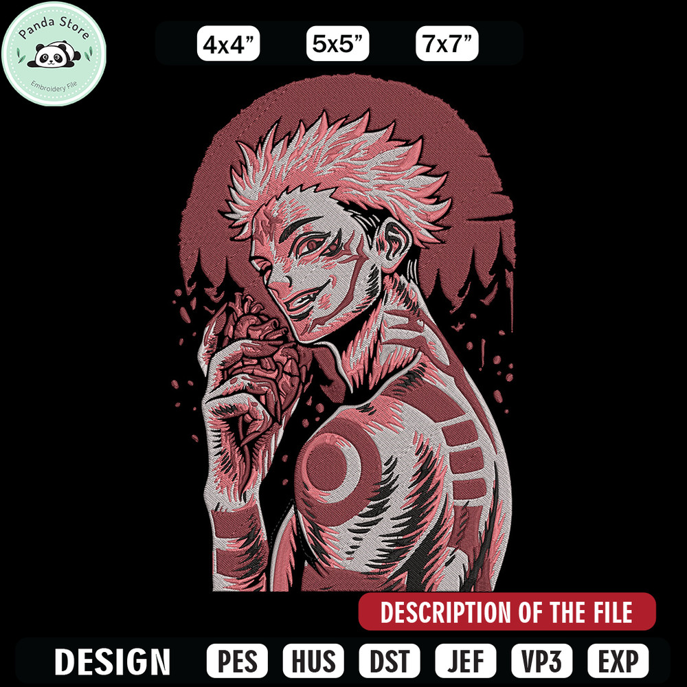 Ryomen Sukuna Embroidery Design, Jujutsu Embroidery,Embroidery File, Anime Embroidery, Anime shirt, Digital download.jpg