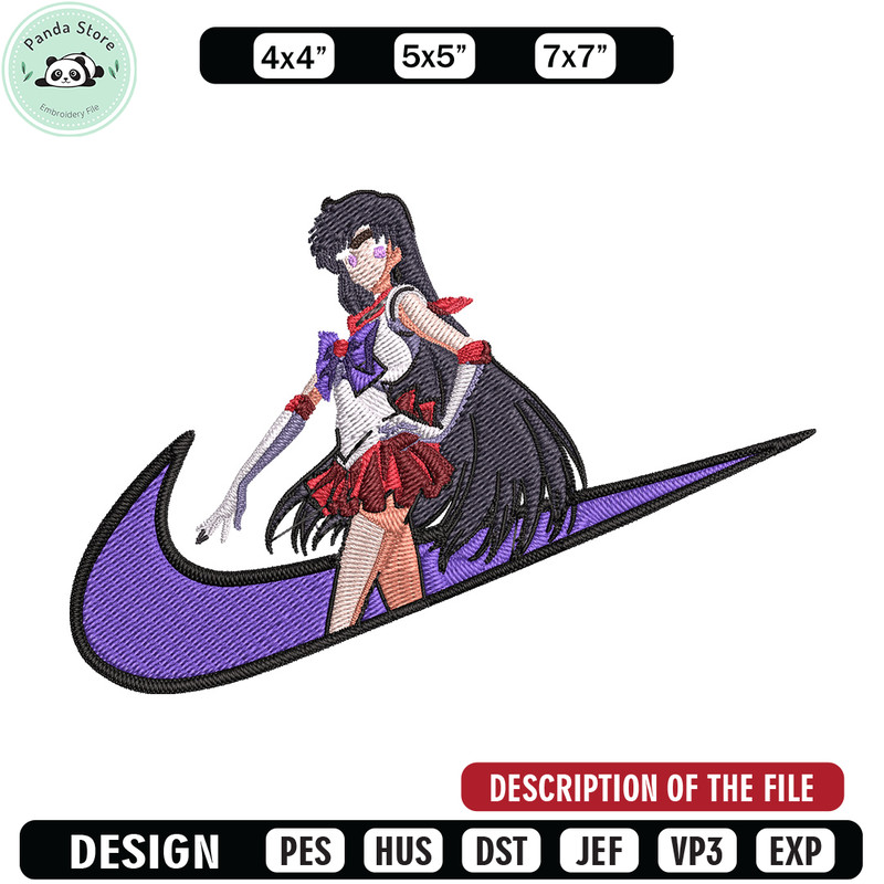 Sailor Mars Embroidery Design, Sailor Moon Embroidery, Embroidery File, Nike Embroidery, Anime shirt, Digital download.jpg