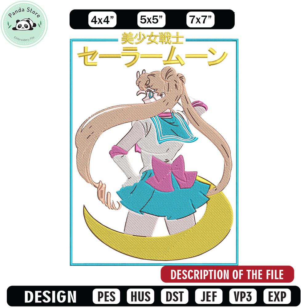 Sailor Moon Embroidery Design, Sailor Moon Embroidery, Embroidery File, Anime Embroidery, Anime shirt, Digital download 1.jpg