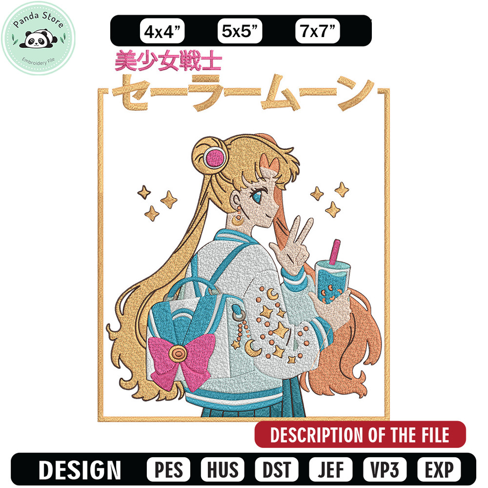 Sailor Moon Embroidery Design, Sailor Moon Embroidery, Embroidery File, Anime Embroidery, Anime shirt, Digital download.jpg