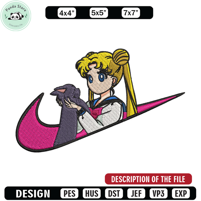 Sailor Moon Embroidery Design, Sailor Moon Embroidery, Embroidery File, Nike Embroidery, Anime shirt, Digital download.jpg