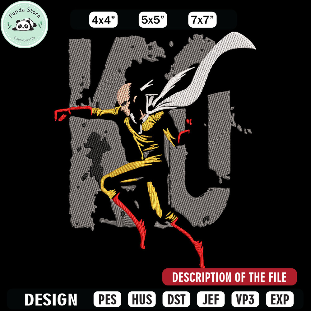 Saitama KO Embroidery Design, One punch man Embroidery,Embroidery File, Anime Embroidery, Anime shirt, Digital download.jpg
