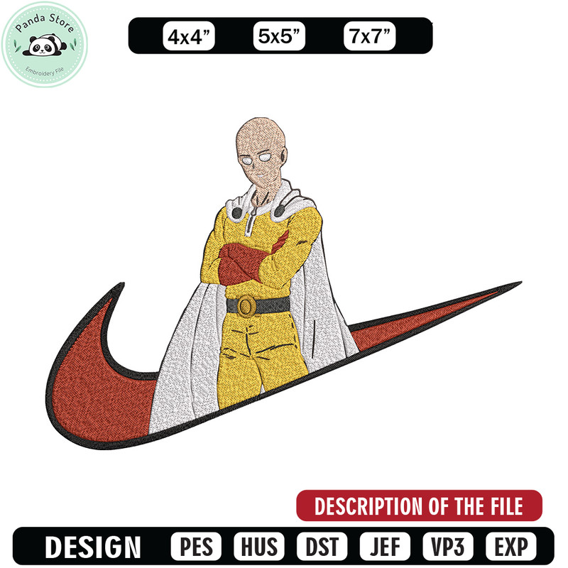 Saitama nike Embroidery Design, One punch man Embroidery, Embroidery File,Nike Embroidery, Anime shirt, Digital download.jpg