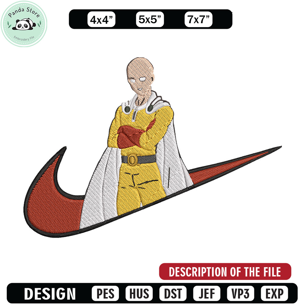 Saitama nike Embroidery Design,One punch man Embroidery, Embroidery File, Nike Embroidery, Anime shirt,Digital download.jpg