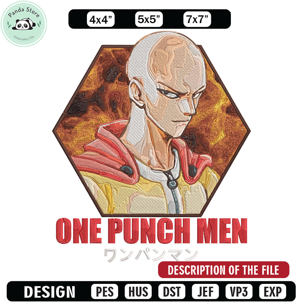 Saitama poster Embroidery Design, One punch man Embroidery, Embroidery File, Anime Embroidery, Anime shirt.jpg