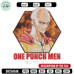 saitama poster embroidery design, one punch man embroidery, embroidery file, anime embroidery, anime shirt
