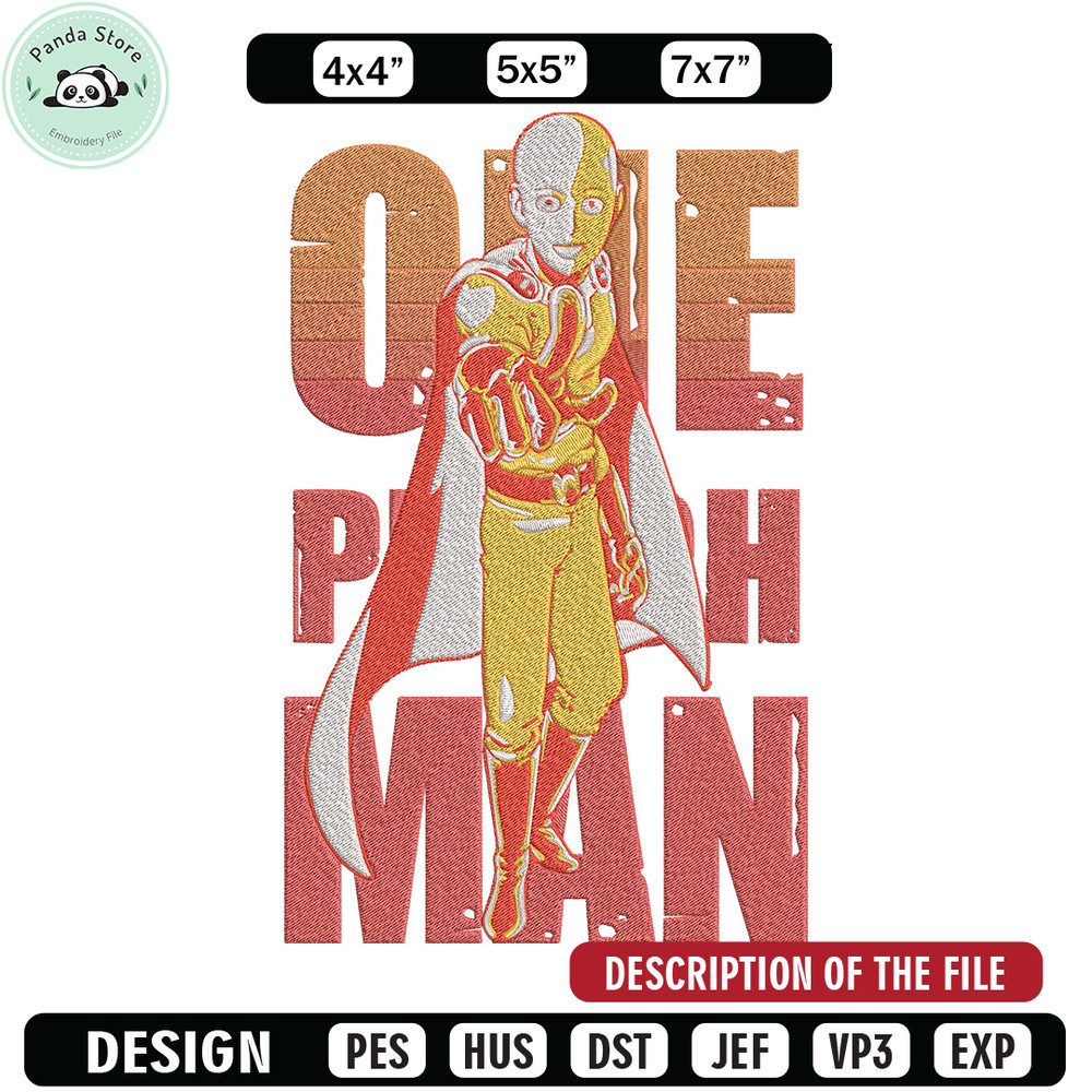 Saitama poster Embroidery Design, One punch man Embroidery, Embroidery File, Anime Embroidery,Anime shirt.jpg