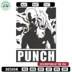 saitama punch embroidery design, one punch man embroidery, embroidery file,anime embroidery,anime shirt,digital download