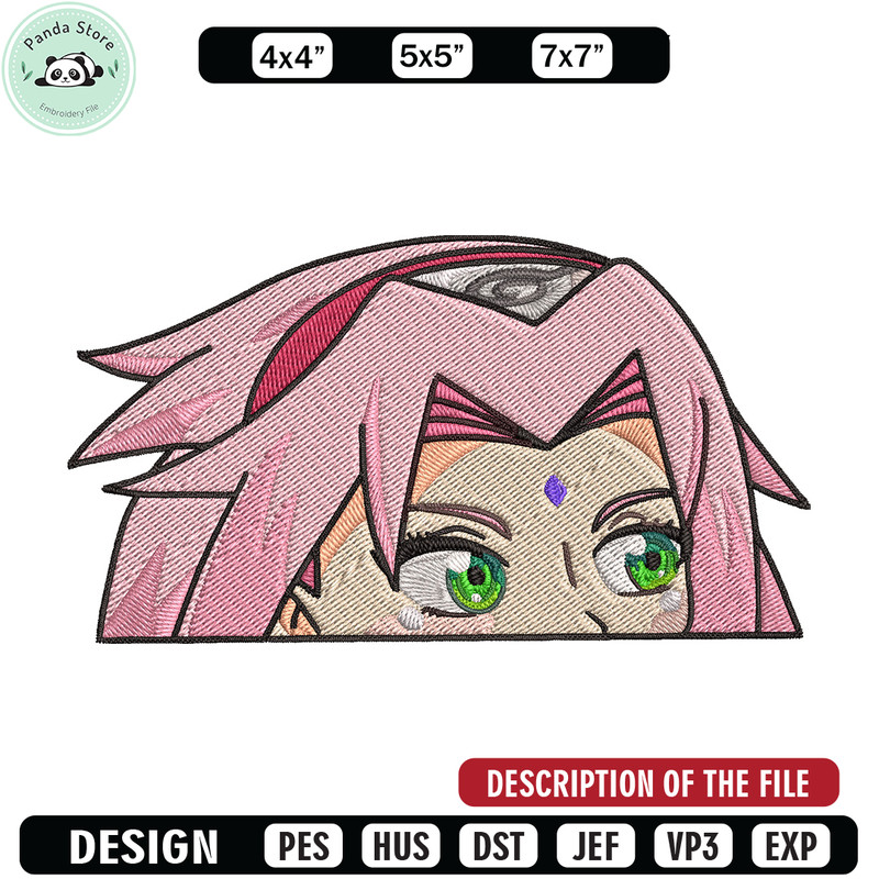Sakura Peeker Embroidery Design, Naruto Embroidery, Embroidery File, Anime Embroidery, Anime shirt, Digital download.jpg