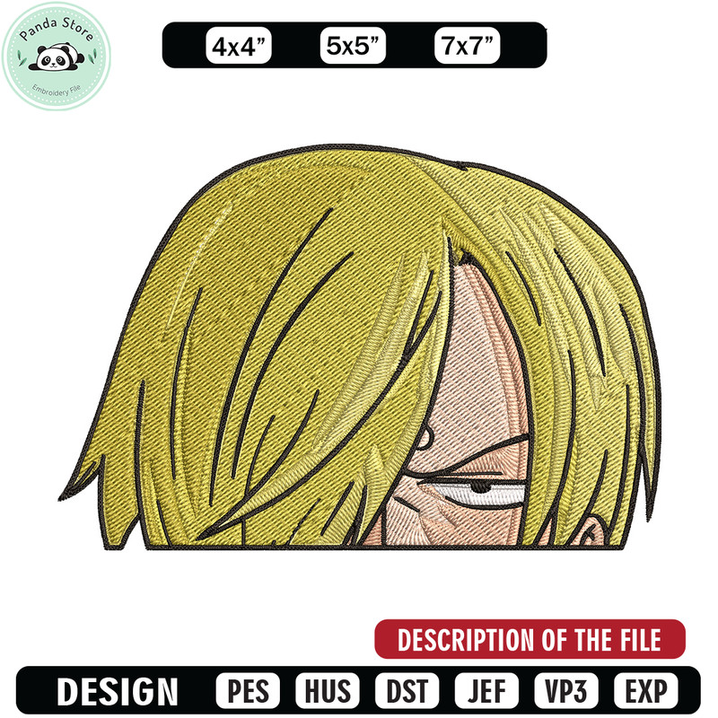 Sanji Peeker Embroidery Design, One piece Embroidery, Embroidery File, Anime Embroidery, Anime shirt, Digital download.jpg