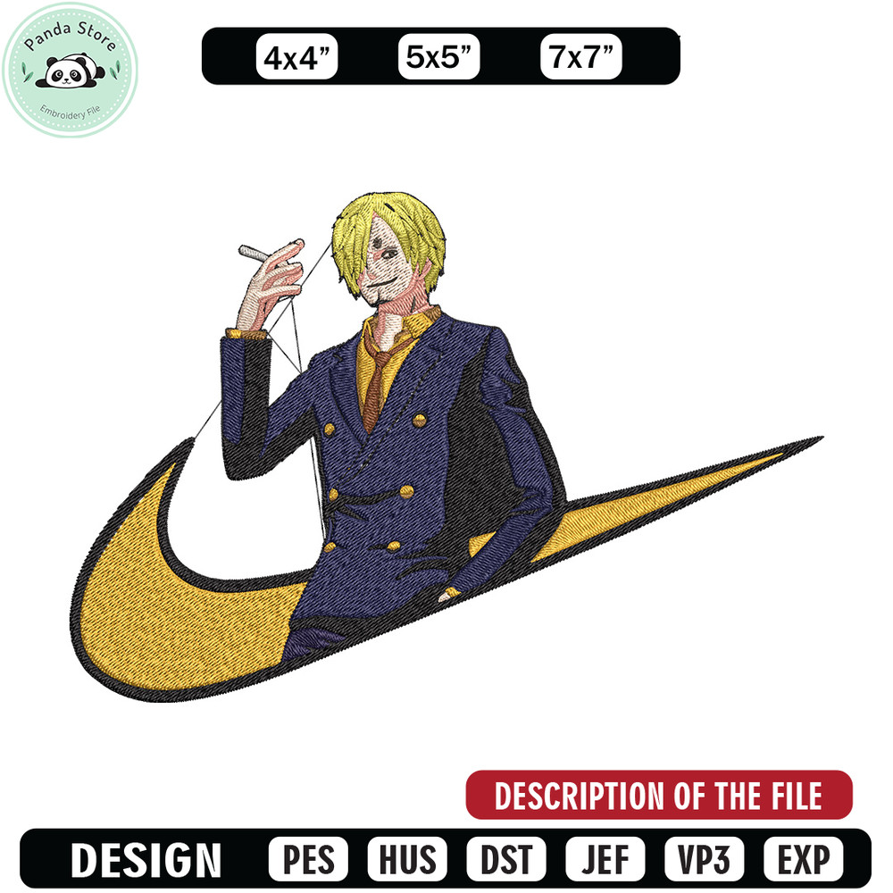 Sanji x nike Embroidery Design, One piece Embroidery, Embroidery File, Nike Embroidery, Anime shirt, Digital download.jpg