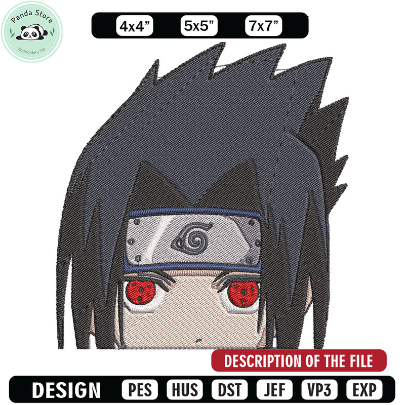 Sasuke Peeker Embroidery Design, Naruto Embroidery, Embroidery File, Anime Embroidery, Anime shirt, Digital download.jpg