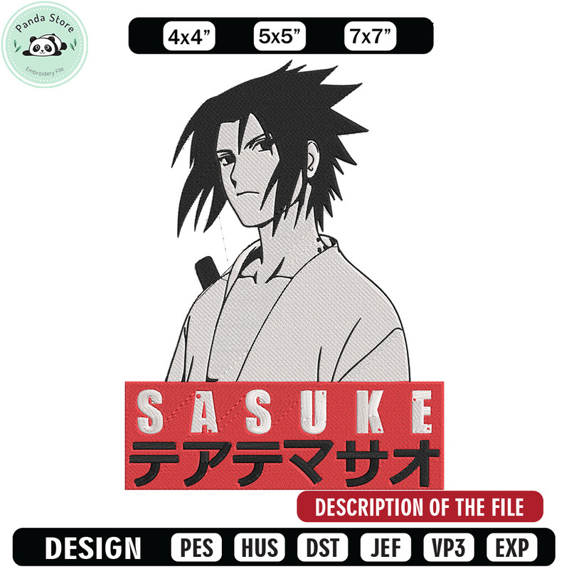 Sasuke poster Embroidery Design, Naruto Embroidery, Embroidery File, Anime Embroidery, Anime shirt, Digital download.jpg