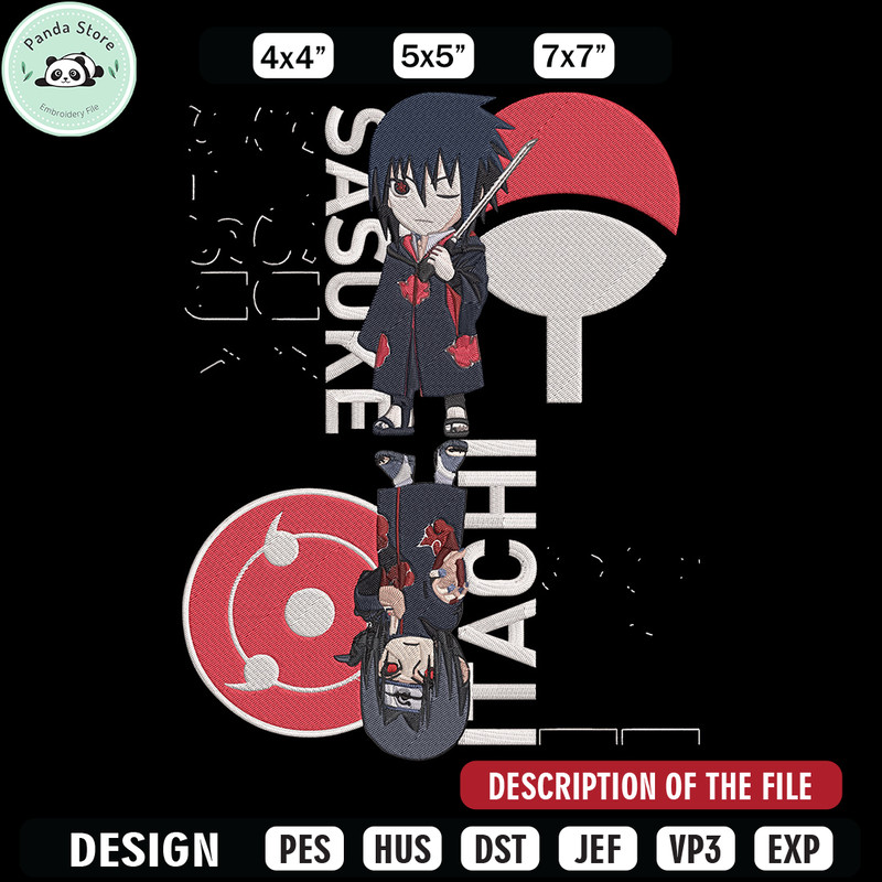 Sasuke x Itachi Embroidery Design, Naruto Embroidery, Embroidery File, Anime Embroidery, Anime shirt, Digital download.jpg