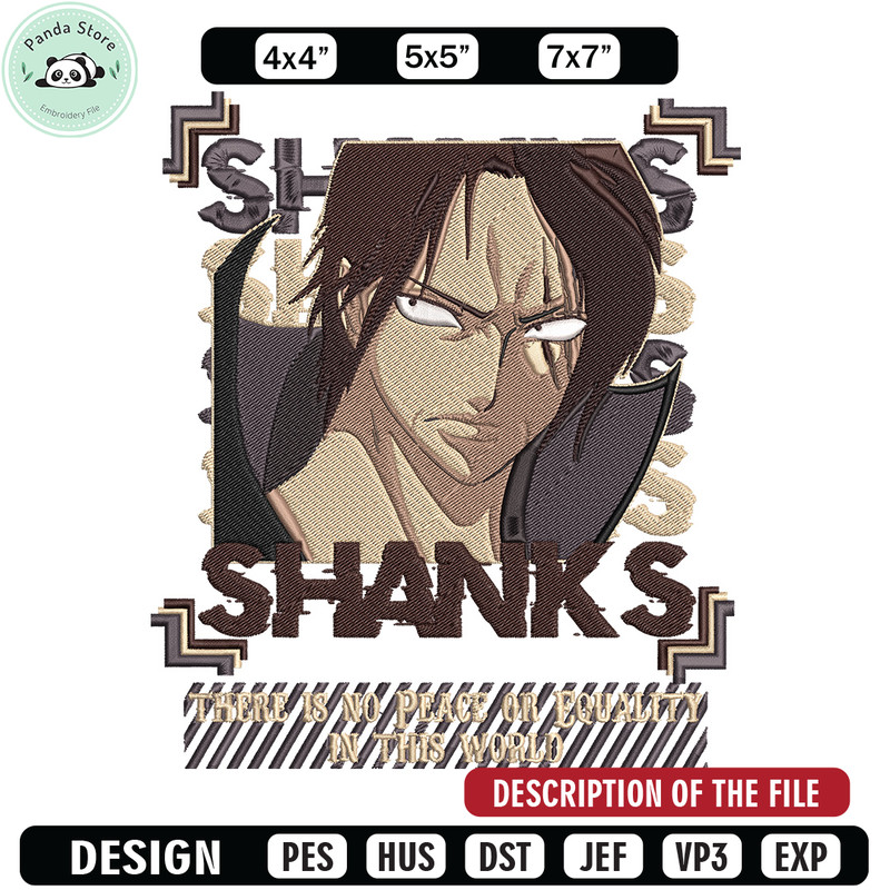 Shanks poster Embroidery Design, One piece Embroidery, Embroidery File, Anime Embroidery, Anime shirt, Digital download.jpg