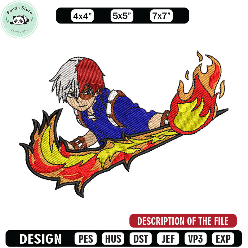 Shoto Todoroki Nike embroidery design, My hero academia embroidery, Nike design, anime design, Digital download.jpg