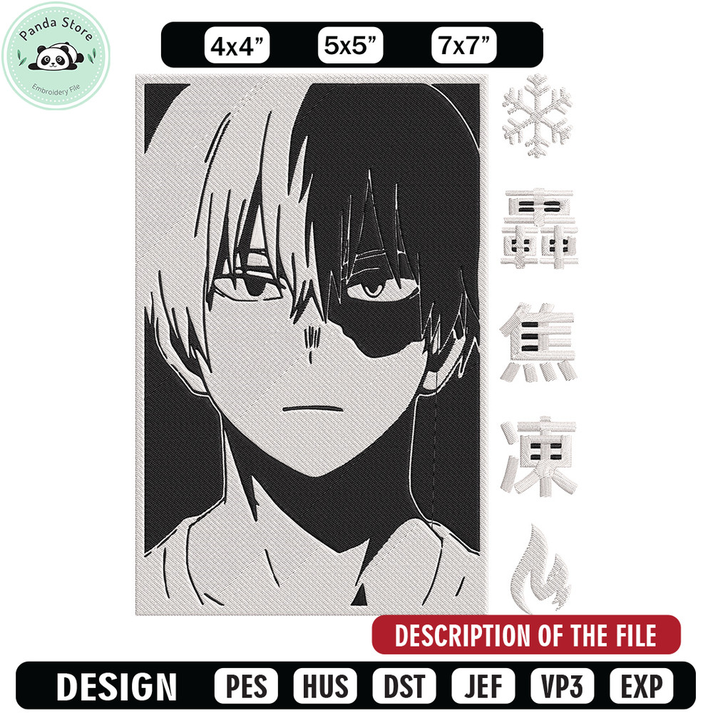 Shouto poster Embroidery Design, Mha Embroidery, Embroidery File, Anime Embroidery, Anime shirt, Digital download 1.jpg