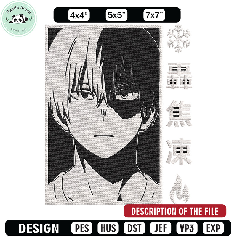 Shouto poster Embroidery Design, Mha Embroidery, Embroidery File, Anime Embroidery, Anime shirt, Digital download 1.jpg