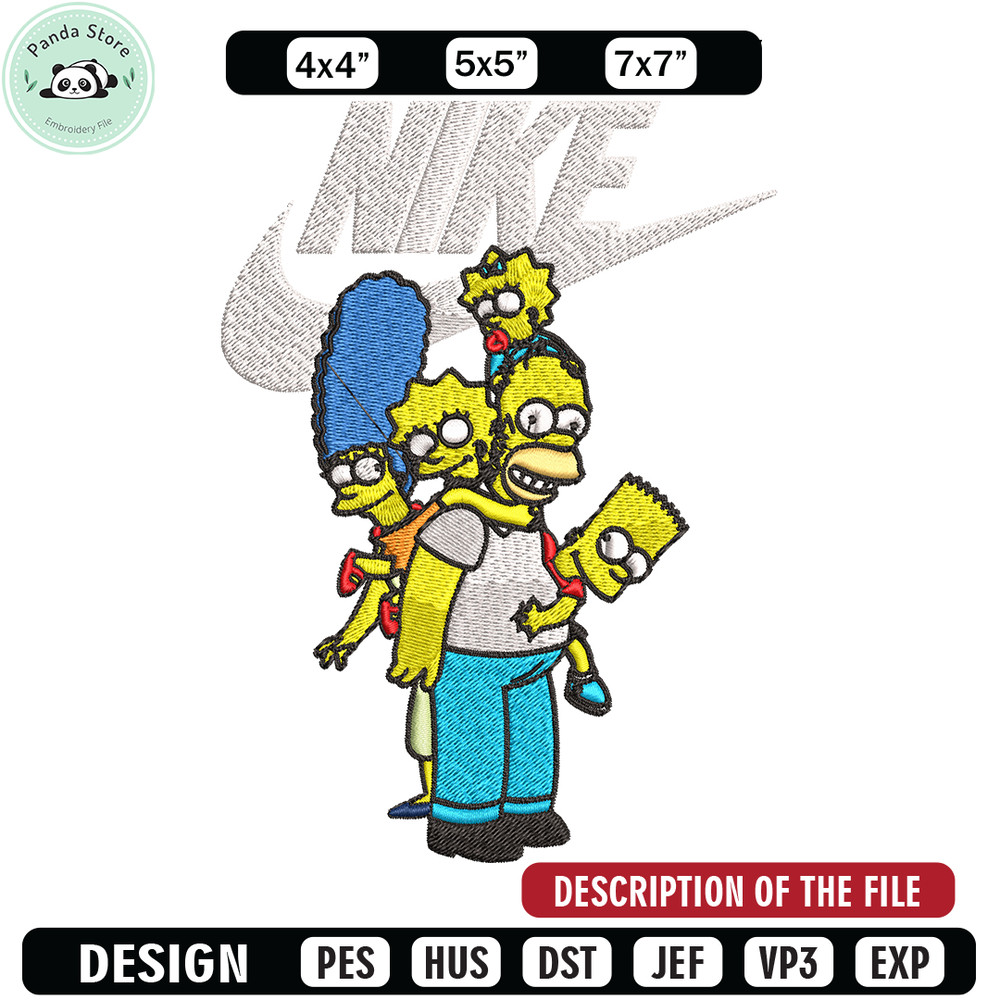 Simpson family Nike Embroidery design, Simpson cartoon Embroidery, Nike design, Embroidery file, Instant download.jpg