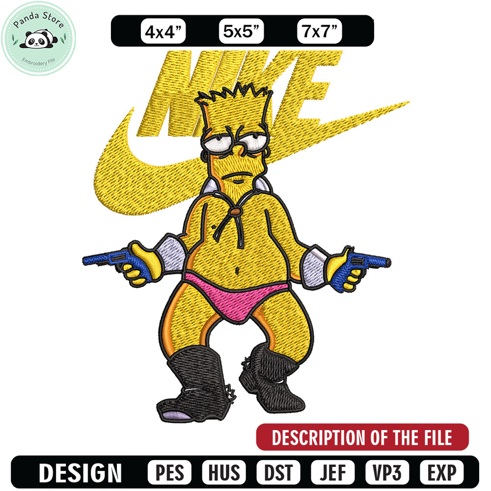 Simpson funny Nike Embroidery design, cartoon Embroidery, Nike design, Embroidery file, cartoon shirt, Instant download.jpg