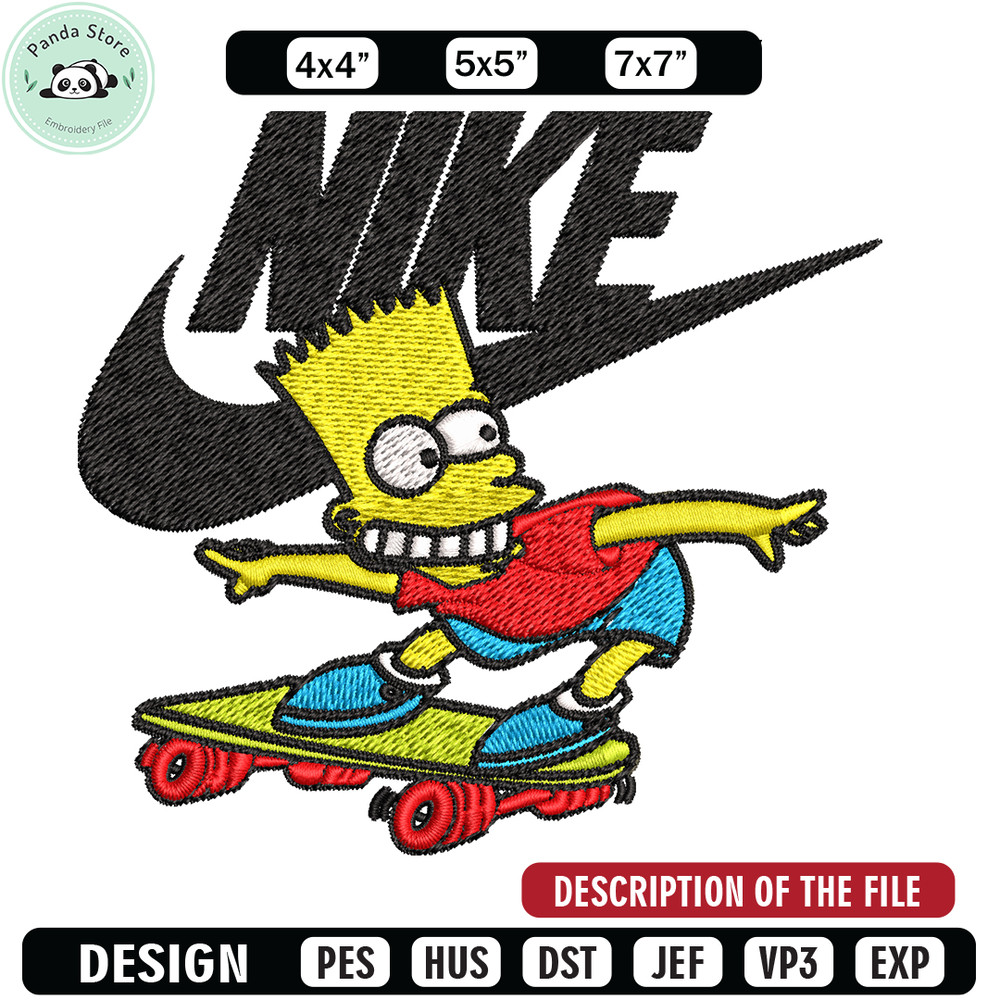 Simpson funny Nike Embroidery design, Simpson cartoon Embroidery, Nike design, Embroidery file, Instant download.jpg