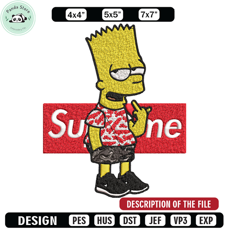 Simpson Supreme Embroidery design, Simpson Embroidery, cartoon design, Embroidery File, cartoon shirt, Instant download.jpg