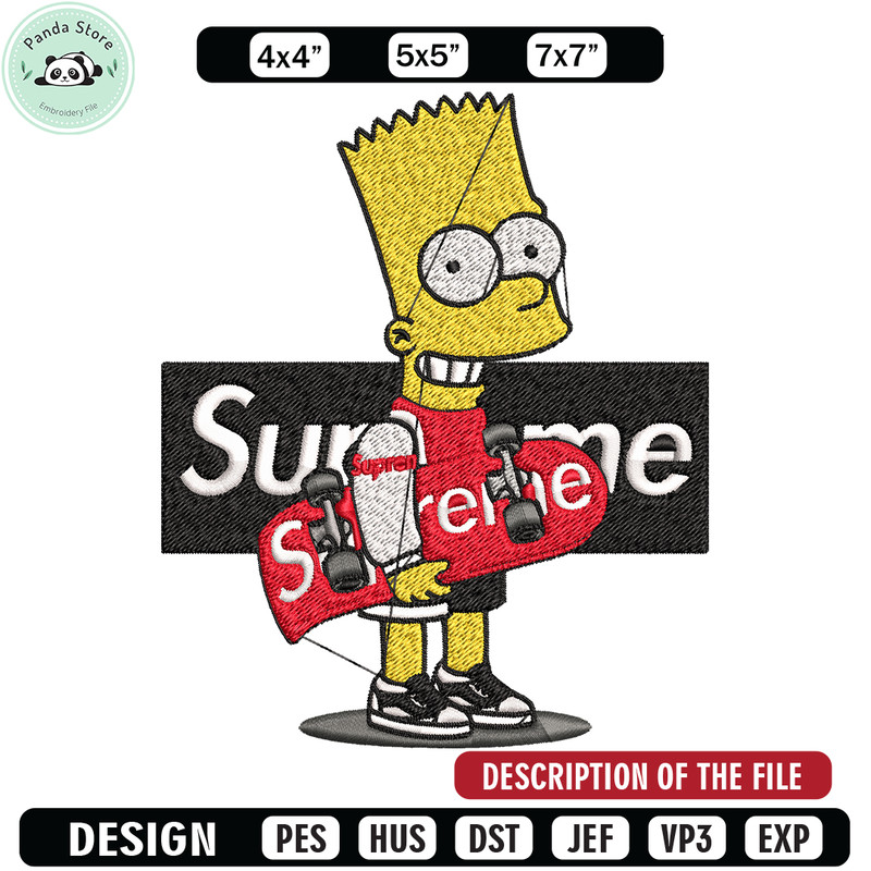 Simpson Supreme Embroidery design, Simpson Embroidery, cartoon design, Embroidery File, logo shirt, Digital download.jpg