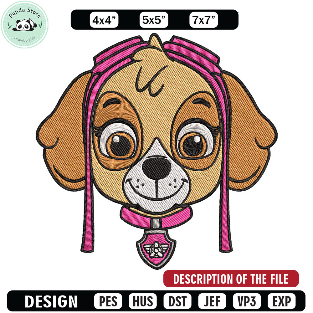 Skye dog Embroidery Design, Paw patrol Embroidery, Embroidery File, Anime Embroidery, Anime shirt, Digital download.jpg