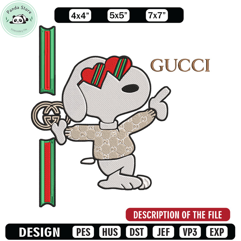 Snoopy x gucci Embroidery Design, Peanuts Embroidery, Embroidery File, Gucci Embroidery, Anime shirt, Digital download.jpg