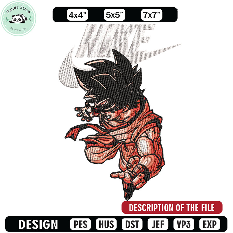 Son Goku Nike Embroidery design, Dragon ball Embroidery, Nike design, anime shirt, Embroidery file, Instant download.jpg