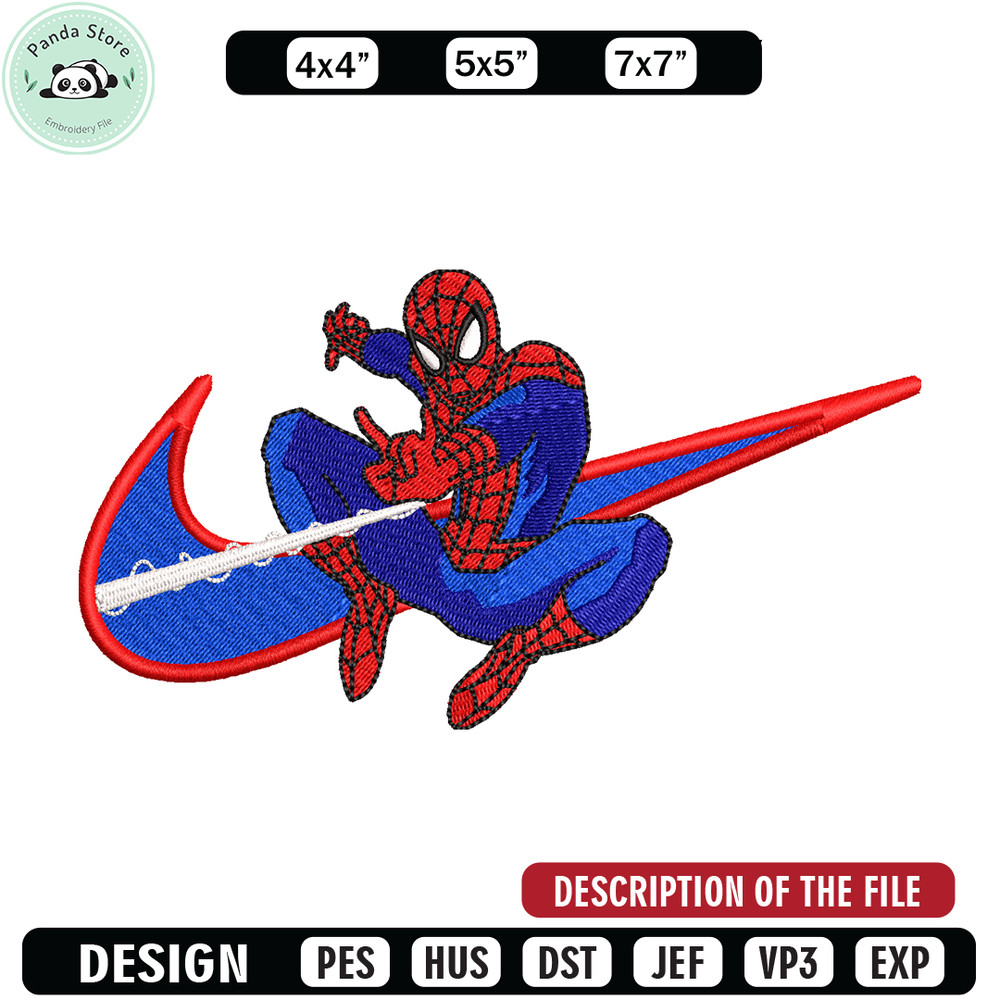spaiderman Nike Logo embroidery design, spaiderman embroidery, Nike design, Logo shirt, digital download.jpg