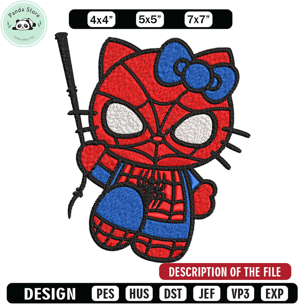 Spiderman Hellokitty Embroidery design, Hellokitty Embroidery, cartoon design, Embroidery File, Digital download.jpg