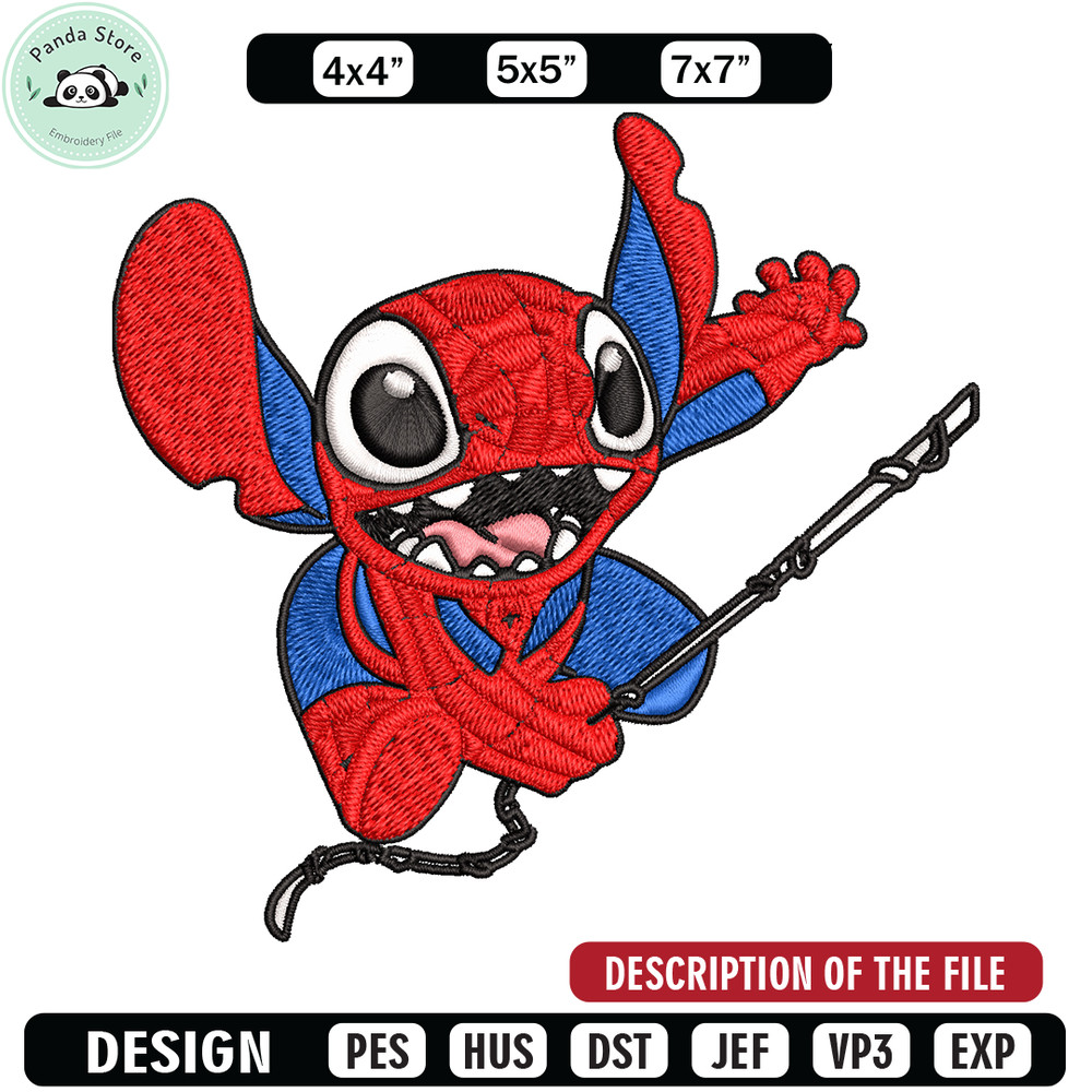 Stitch Spiderman Embroidery design, Stitch Embroidery, Embroidery File, cartoon design, logo shirt, Digital download.jpg